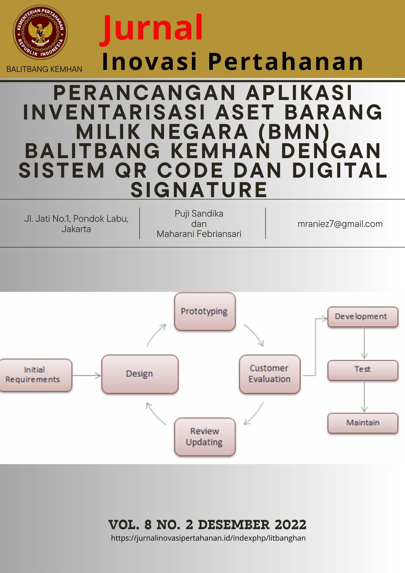 PERANCANGAN APLIKASI INVENTARISASI ASET BARANG MILIK NEGARA (BMN) BALITBANG KEMHAN DENGAN SISTEM QR CODE DAN DIGITAL SIGNATURE